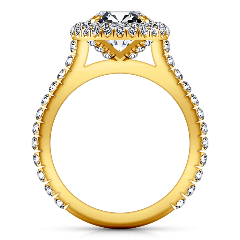 Halo Diamond  Engagement Ring Blossom 14K Yellow Gold