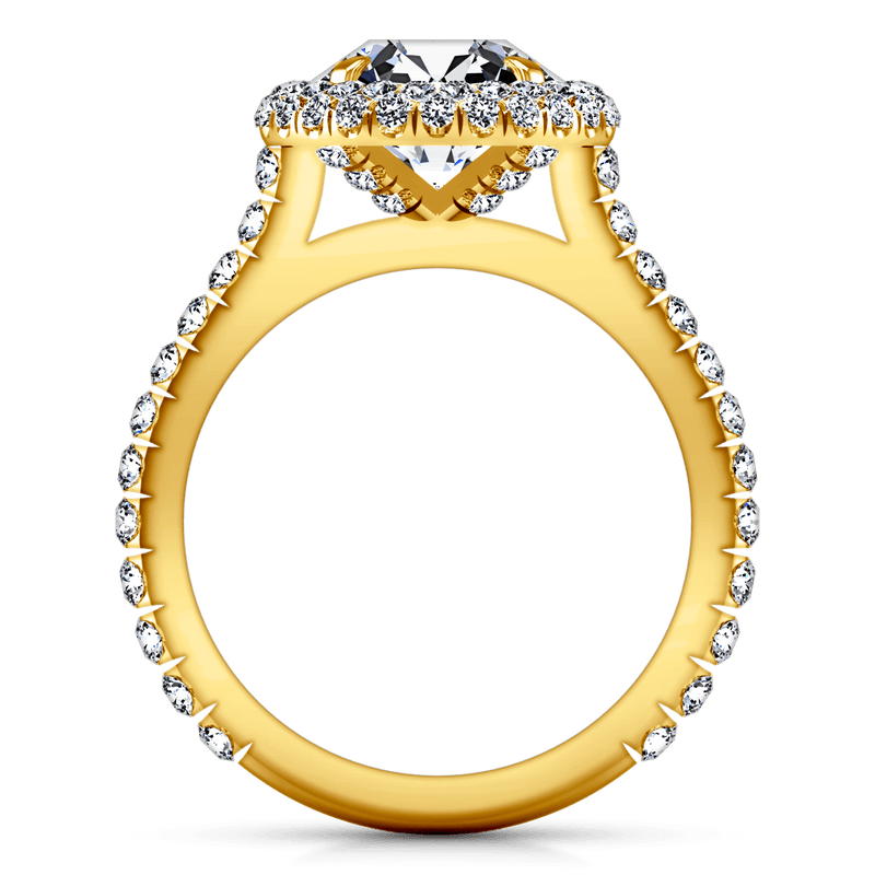 Halo Diamond  Engagement Ring Blossom 14K Yellow Gold