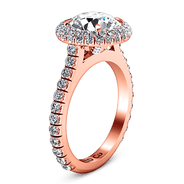 Halo Diamond  Engagement Ring Blossom 14K Rose Gold