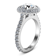 Round Diamond Halo  Engagement Ring Blossom 14K White Gold