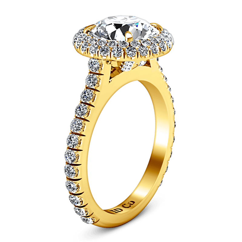 Halo Diamond  Engagement Ring Blossom 14K Yellow Gold