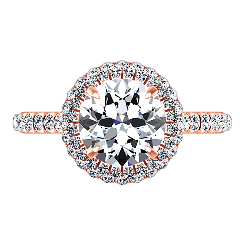 Halo Diamond  Engagement Ring Blossom 14K Rose Gold