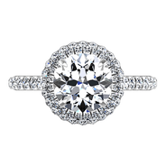 Round Diamond Halo  Engagement Ring Blossom 14K White Gold