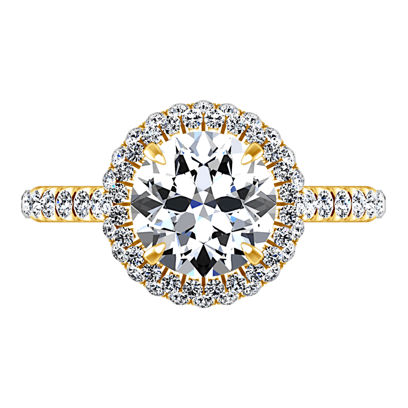 Halo Diamond  Engagement Ring Blossom 14K Yellow Gold