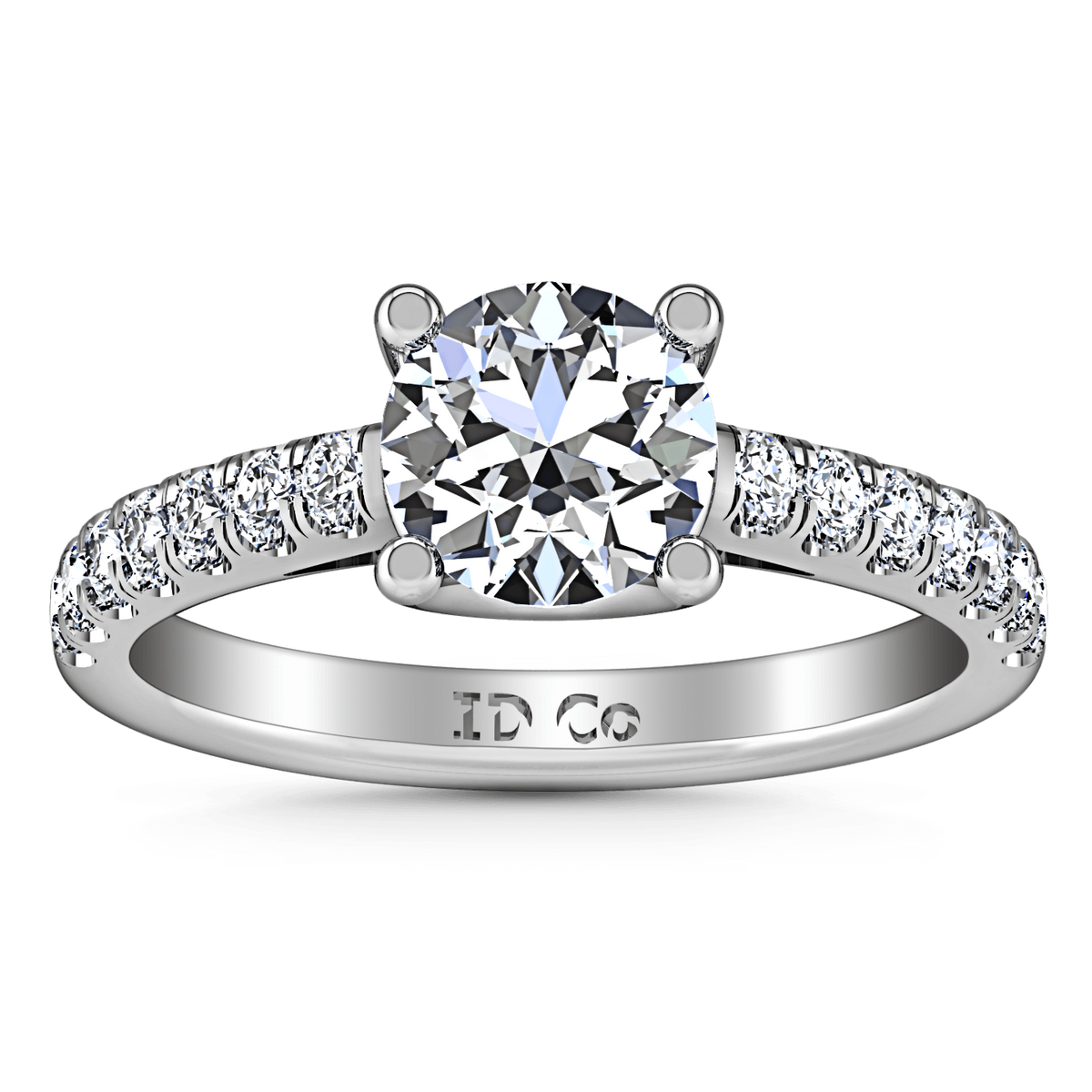 Round Diamond Pave Engagement Ring Zoe 14K White Gold