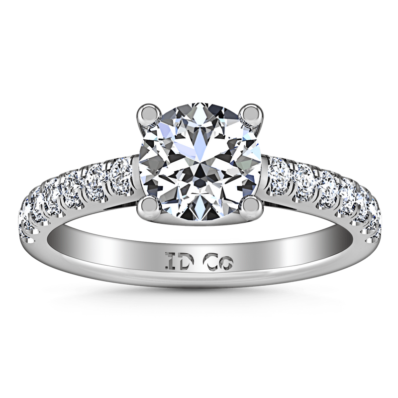 Round Diamond Pave Engagement Ring Zoe 14K White Gold