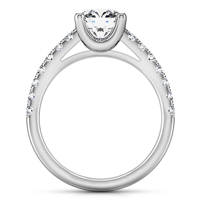 Round Diamond Pave Engagement Ring Zoe 14K White Gold