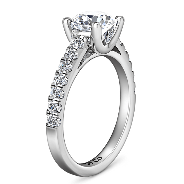 Round Diamond Pave Engagement Ring Zoe 14K White Gold