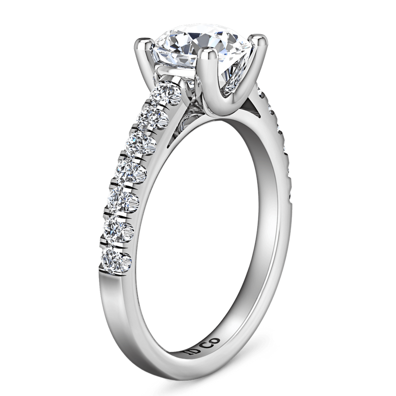Round Diamond Pave Engagement Ring Zoe 14K White Gold