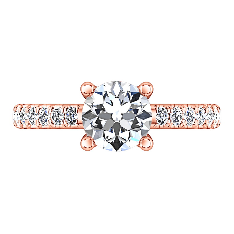 Pave Diamond Engagement Ring Zoe 14K Rose Gold