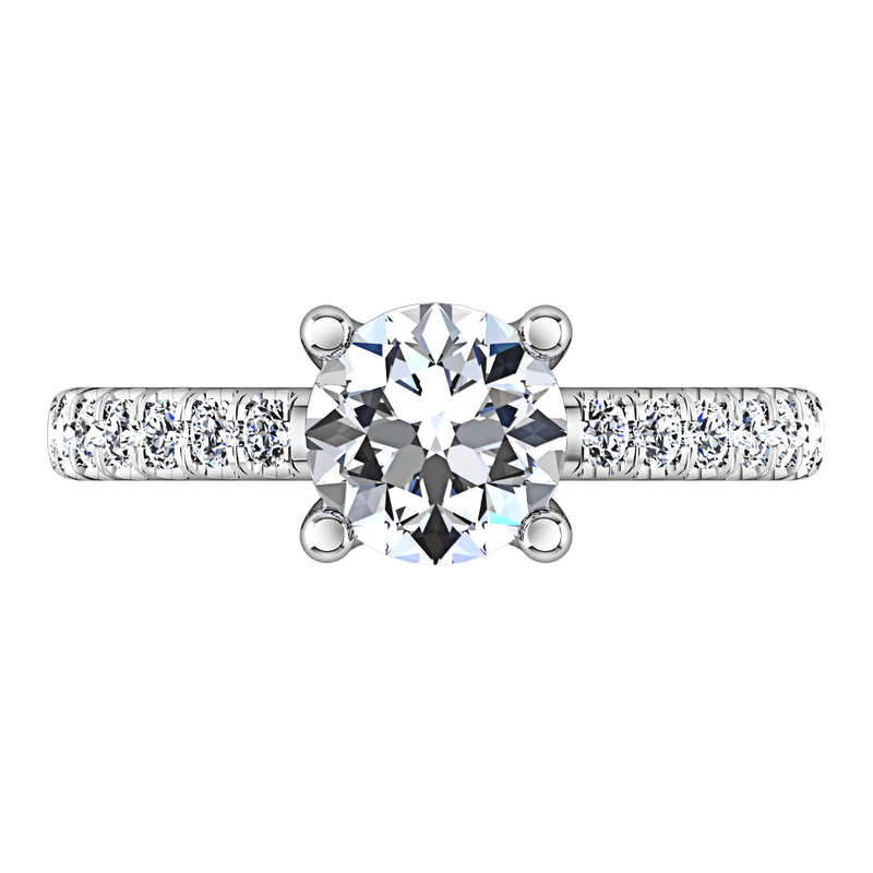 Round Diamond Pave Engagement Ring Zoe 14K White Gold