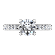 Round Diamond Pave Engagement Ring Zoe 14K White Gold