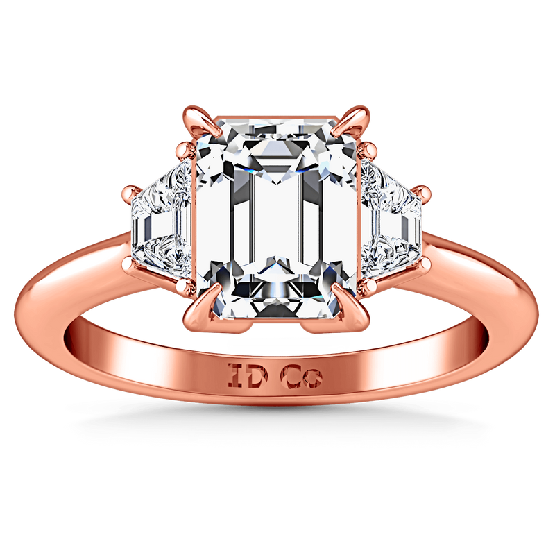 Three Stone Cushion Cut Engagement Ring Celesse 14K Rose Gold