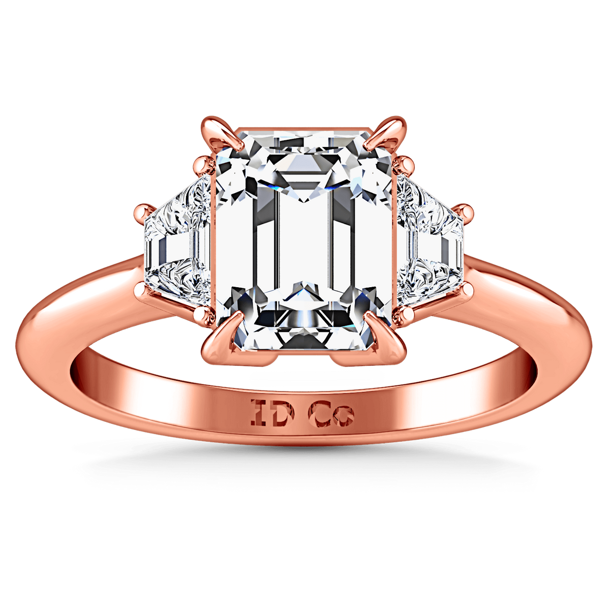 Three Stone Cushion Cut Engagement Ring Celesse 14K Rose Gold