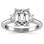 Three Stone Cushion Cut Diamond Engagement Ring Celesse 14K White Gold
