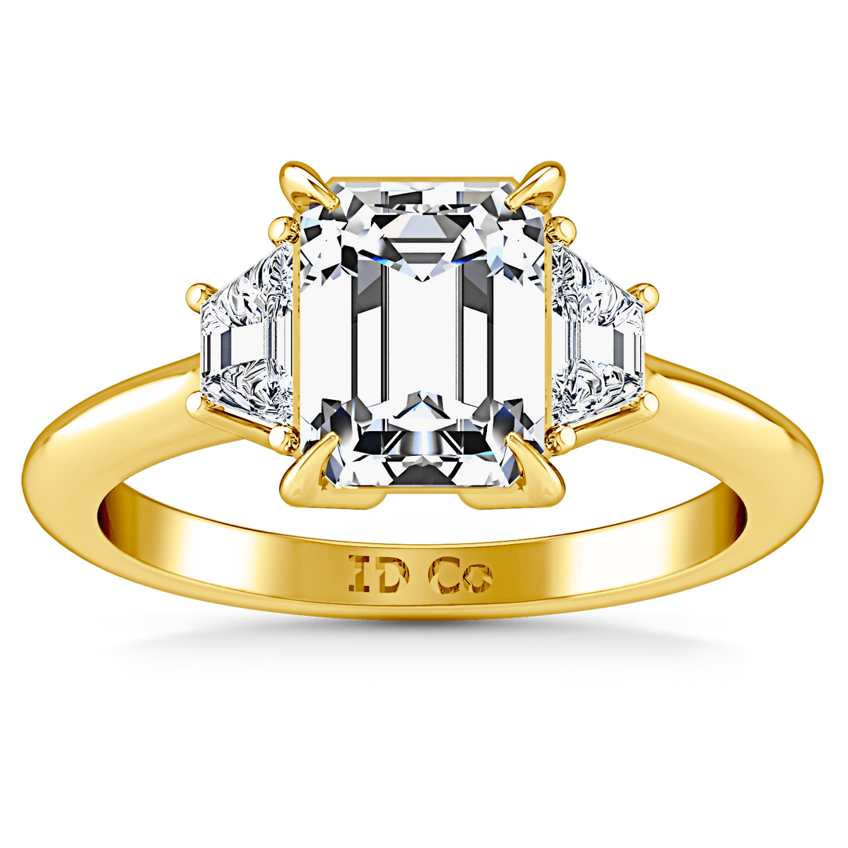 Three Stone Diamond Cushion Cut Engagement Ring Celesse 14K Yellow Gold