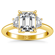 Three Stone Diamond Cushion Cut Engagement Ring Celesse 14K Yellow Gold