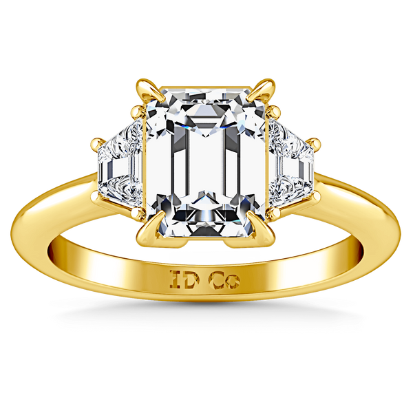 Three Stone Diamond Cushion Cut Engagement Ring Celesse 14K Yellow Gold