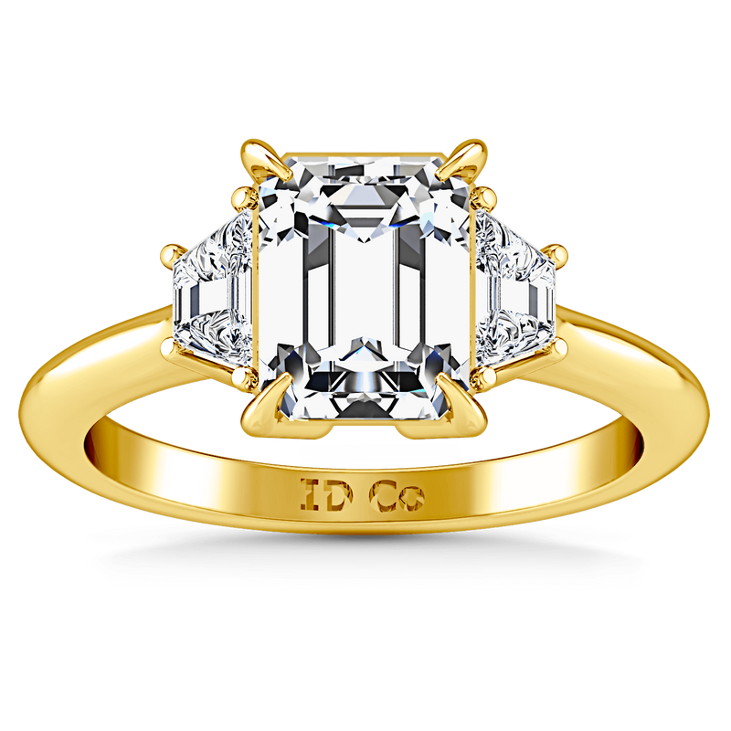 Three Stone Diamond Cushion Cut Engagement Ring Celesse 14K Yellow Gold