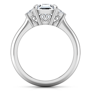 Three Stone Cushion Cut Diamond Engagement Ring Celesse 14K White Gold