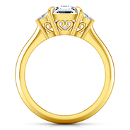 Three Stone Diamond Cushion Cut Engagement Ring Celesse 14K Yellow Gold