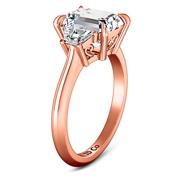 Three Stone Cushion Cut Engagement Ring Celesse 14K Rose Gold