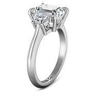 Three Stone Cushion Cut Diamond Engagement Ring Celesse 14K White Gold