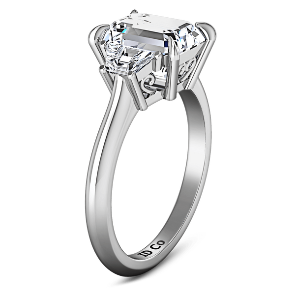 Three Stone Cushion Cut Diamond Engagement Ring Celesse 14K White Gold