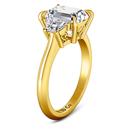 Three Stone Diamond Cushion Cut Engagement Ring Celesse 14K Yellow Gold