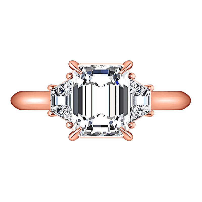 Three Stone Cushion Cut Engagement Ring Celesse 14K Rose Gold