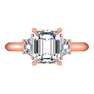 Three Stone Cushion Cut Engagement Ring Celesse 14K Rose Gold
