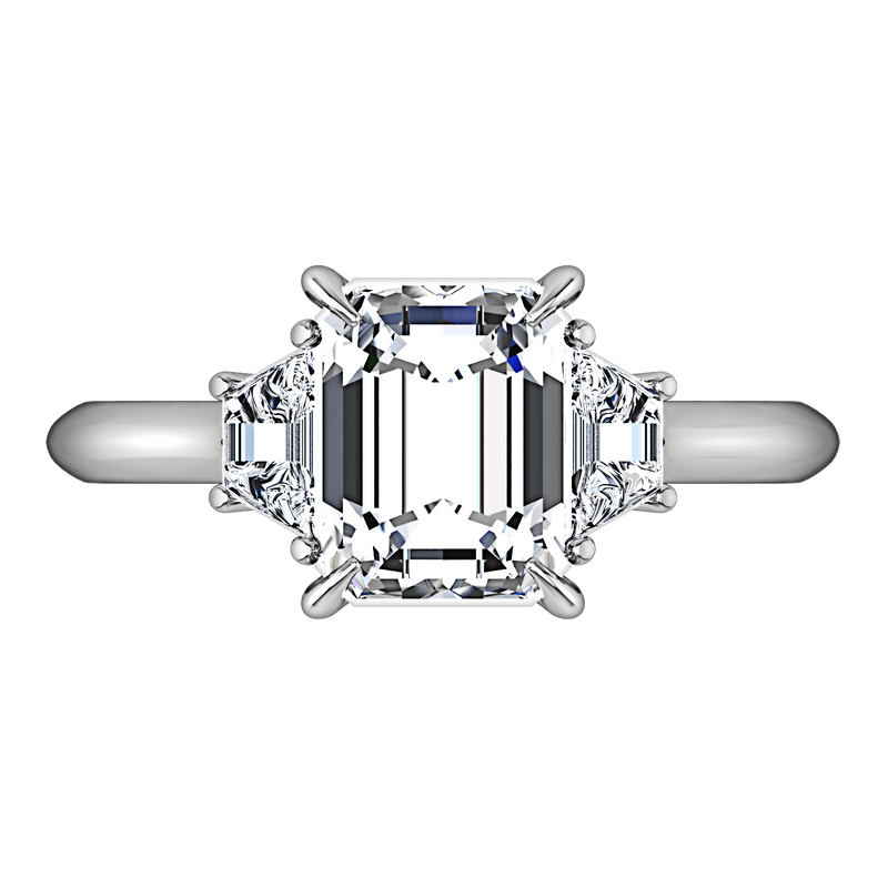 Three Stone Cushion Cut Diamond Engagement Ring Celesse 14K White Gold
