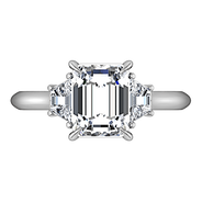 Three Stone Cushion Cut Diamond Engagement Ring Celesse 14K White Gold