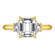 Three Stone Diamond Cushion Cut Engagement Ring Celesse 14K Yellow Gold