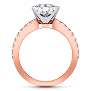 Pave Diamond Princess Cut Engagement Ring Prima 14K Rose Gold
