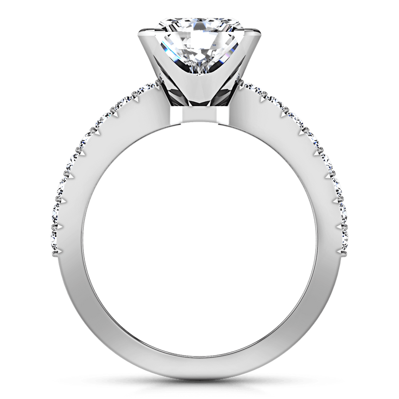 Pave Princess Cut Diamond Engagement Ring Prima 14K White Gold