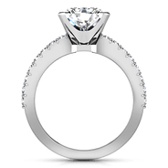 Pave Princess Cut Diamond Engagement Ring Prima 14K White Gold