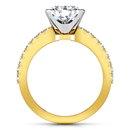 Pave Princess Cut Engagement Ring Prima 14K Yellow Gold