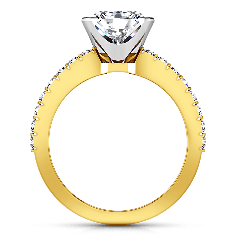 Pave Princess Cut Engagement Ring Prima 14K Yellow Gold