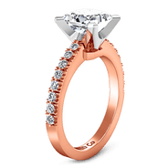 Pave Diamond Princess Cut Engagement Ring Prima 14K Rose Gold