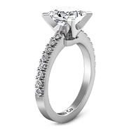 Pave Princess Cut Diamond Engagement Ring Prima 14K White Gold