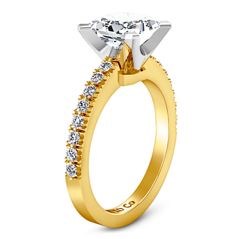 Pave Princess Cut Engagement Ring Prima 14K Yellow Gold