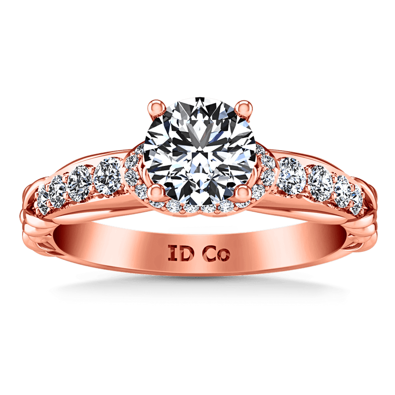 Pave Diamond Engagement Ring Flora 14K Rose Gold