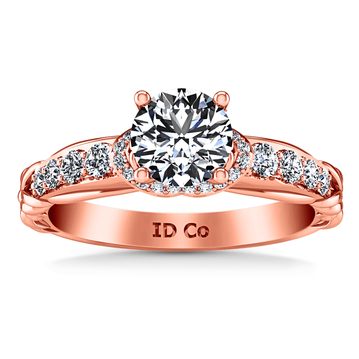 Pave Diamond Engagement Ring Flora 14K Rose Gold