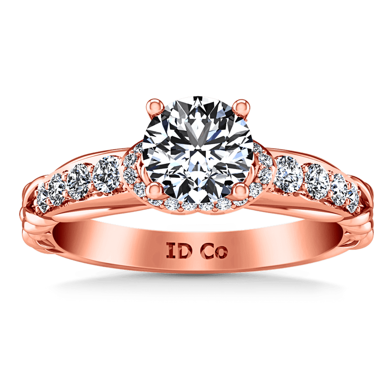 Pave Diamond Engagement Ring Flora 14K Rose Gold