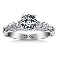 Round Diamond Pave Engagement Ring Flora 14K White Gold