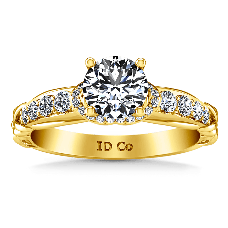 Pave Diamond EngagementRing Flora 14K Yellow Gold