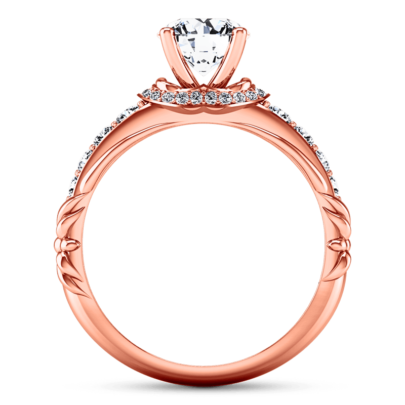 Pave Diamond Engagement Ring Flora 14K Rose Gold
