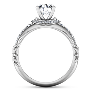 Round Diamond Pave Engagement Ring Flora 14K White Gold