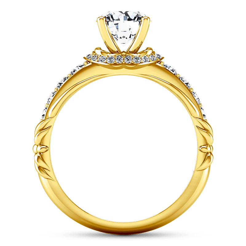 Pave Diamond EngagementRing Flora 14K Yellow Gold